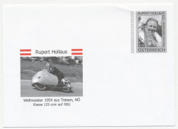 Postal Stationery Austria Motorcycle World Champion Rupert Hollaus - Moto