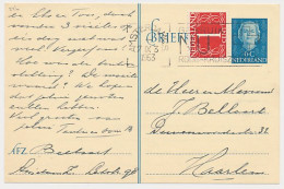 Briefkaart G. 302 / Bijfrankering Amsterdam - Haarlem 1953 - Ganzsachen