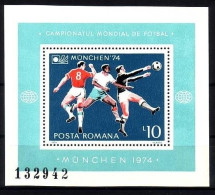 RUMÄNIEN BLOCK 114 POSTFRISCH(MINT) FUSSBALL WM MÜNCHEN 1974 - Blocks & Kleinbögen