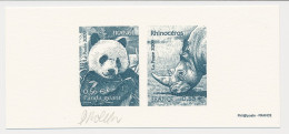 France 2009 - Epreuve / Proof Signed By Engraver Panda Bear - Rhinoceros - Autres & Non Classés