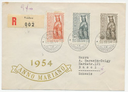 Registered Cover Liechtenstein 1954 Madonna - Mary - Autres & Non Classés