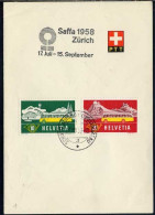 SUISSE - ZURICH / 1958 FEUILLET OFFICIEL AVEC OBLITERATION TEMPORAIRE - Briefe U. Dokumente