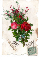 Carte Ajoutis Bouquet De Roses Feuillage 1906 Elise Souvenir D"amitiè  RV - Autres & Non Classés