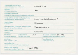 Verhuiskaart G. 41 Particulier Bedrukt Schiedam 1976 - Postal Stationery