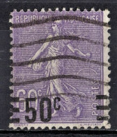 Variété Valeur Sur Valeur FRANCE Semeuse 50c. S 60c Violet N° 223b Oblitéré 1926 - Côte 85€ - Usati