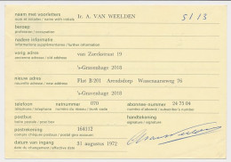 Verhuiskaart G. 37 Particulier Bedrukt Den Haag 1972 - Entiers Postaux