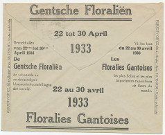 Postal Cheque Cover Belgium 1933 Flower Exhibition - Ghent Flower Show - Árboles