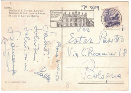 CARTOLINA ROMA BASILICA ANNULLO TARGHETTA GIOVANNI IN LATERANO - 1946-60: Storia Postale