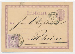 Briefkaart G. 12 / Bijfrankering Zwolle - Duitsland 1877 - Ganzsachen