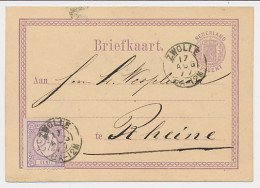 Briefkaart G. 12 / Bijfrankering Zwolle - Duitsland 1877 - Entiers Postaux