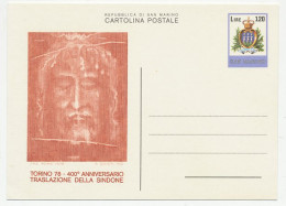 Postal Stationery San Marino 1978 Shroud Of Turin - Other & Unclassified