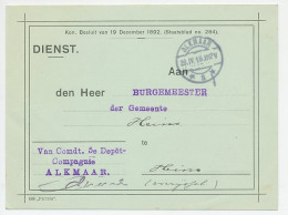 Dienst Alkmaar - Heino 1916 - Commandant 5e Depot Compagnie - Non Classés