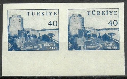 Turkey; 1959 Pictorial Postage Stamp 40 K. ERROR "Imperf. Pair" - Nuevos