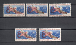 MAURITANIE  PA N° 20F CINQ EXEMPLAIRES    NEUF SANS CHARNIERE   COTE 125.00€    OISEAUX ANIMAUX FAUNE MINERAIS - Mauretanien (1960-...)