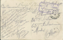 FRANCE CARTE FM DEPOT DE CHEVAUX BREST ( FINISTERE ) POUR MOULINS ( ALLIER ) DE 1916 LETTRE COVER - 1. Weltkrieg 1914-1918