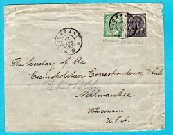 NEDERLANDS INDIË Brief 1908 Djombang Grootrond Naar USA - India Holandeses