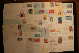 FRANCE LOT DE 30 LETTRES  AVEC TP COMMEMORATIFS SEUL + FLAMME PERIODE 1967/1977 - 1961-....