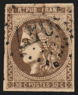 N°47e, Variété "R Relié", Bordeaux 30c Brun, Oblitéré, Signé R.BLANC - B/TB - 1870 Uitgave Van Bordeaux