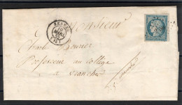 Lettre Avec YV 4 Grand Luxe Oblitéré PC 2650 De Rennes , Pour Avranches - 1849-1876: Période Classique