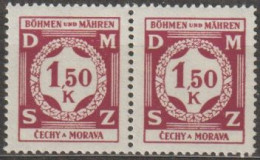 13/ Pof. SL 8, Dark Brownish Violet, Pair - Unused Stamps