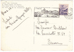 CARTOLINA VATICANP ANNULLO TARGHETTA S.PIETRO - 1946-60: Poststempel