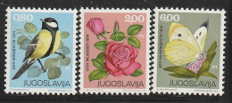 YOUGOSLAVIE- N°1443/5 ** (1974) Oiseau , Fleur Et Papillon - Nuovi