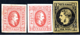 3228.1865 20p. BOTH TYPES WITHOUT GUM,1866 2p. MH - 1858-1880 Moldavia & Principato