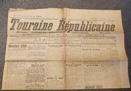 JOURNAL ANCIEN D' INDRE ET LOIRE (37) Touraine Républicaine 15 Mars 1918 WW1 Guerre Appel De La Classe 19 - Otros & Sin Clasificación