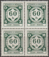 16/ Pof. SL 4, Grey Green, 4-block - Unused Stamps