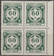 17/ Pof. SL 4, Grey Green, Border 4-block - Unused Stamps