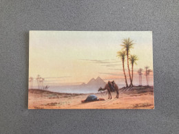 Prayer In The Desert At Sunrise, Near The Pyramids Of Giza Carte Postale Postcard - Piramiden