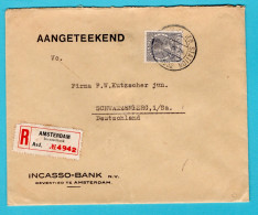 NEDERLAND Aangetekende Brief 1932 Amsterdam Incassobank Naar Schwarzenberg, Duitsland - Covers & Documents