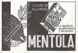 Sigaretta Alla Menta MENTOLA - Pubblicità Del 1940 - Vintage Advertising - Advertising