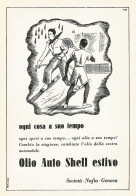 Olio Auto SHELL Estivo - Illustrazione - Pubblicità Del 1940 - Vintage Ad - Advertising
