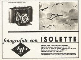 Fotografate Con Isolette AGFA - Pubblicità Del 1940 - Vintage Advertising - Advertising