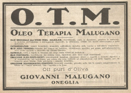 Oleo Terapia Malugano - Oneglia - Pubblicità Del 1923 - Vintage Advert - Advertising