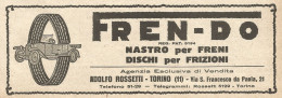 Nastro Per Freni FREN-DO - Pubblicità Del 1923 - Vintage Advertising - Advertising