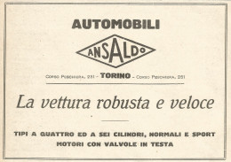 ANSALDO La Vettura Robusta E Veloce - Pubblicità Del 1923 - Vintage Advert - Advertising