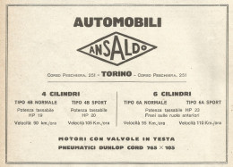 Automobili ANSALDO - Pubblicità Del 1923 - Vintage Advertising - Advertising