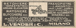 Officine Meccaniche L. VENDER & C. - Pubblicità Del 1923 - Vintage Advert - Advertising