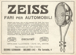 ZEISS Fari Per Automobili - Pubblicità Del 1923 - Vintage Advertising - Pubblicitari