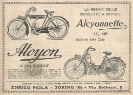 ALCYONNETTE La Regina Delle Bici A Motore - Pubblicità Del 1923 - Advert - Pubblicitari