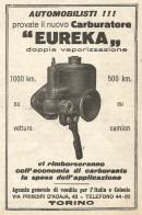 Carburatore EUREKA - Doppia Vaporizzazione - Pubblicità Del 1923 - Advert - Pubblicitari