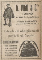 G. VIGO & C. Torino - Abbigliamento Per Sports - Pubblicità Del 1917 - Ad - Pubblicitari