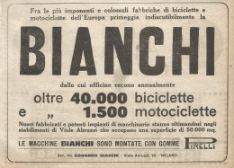 BIANCHI - Biciclette E Motociclette - Pubblicità Del 1917 - Vintage Advert - Advertising