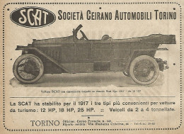 Vettura SCAT Torpedo - Ceirano - Pubblicità Del 1917 - Vintage Advertising - Advertising