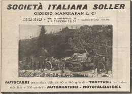 Autocarri SOLLER - Mangiapan & C. - Pubblicità Del 1917 - Vintage Advert - Pubblicitari