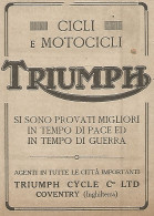 TRIUMPH - Cicli E Motocicli - Pubblicità Del 1917 - Vintage Advertising - Reclame