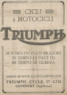 TRIUMPH - Cicli E Motocicli - Pubblicità Del 1917 - Vintage Advertising - Publicités