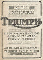 TRIUMPH - Cicli E Motocicli - Pubblicità Del 1917 - Vintage Advertising - Reclame